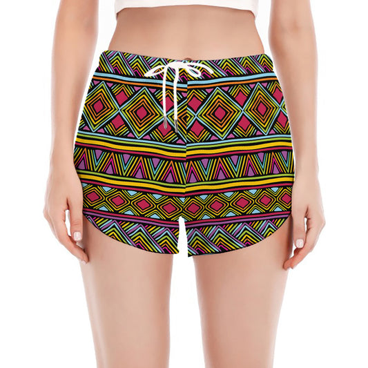 Colorful African Inspired Pattern Print Women's Split Running Shorts