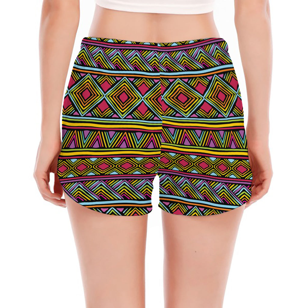 Colorful African Inspired Pattern Print Women's Split Running Shorts