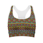 Colorful African Inspired Pattern Print Women's Sports Bra