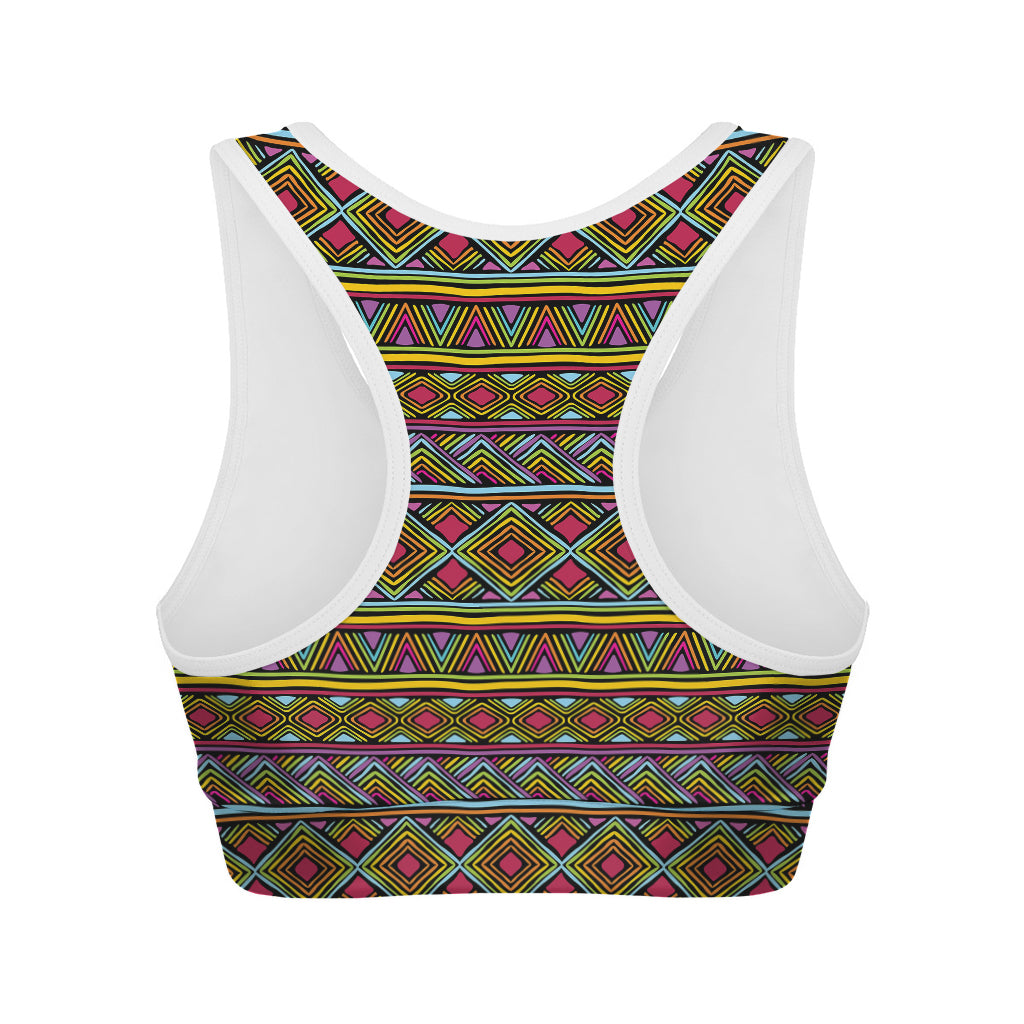 Colorful African Inspired Pattern Print Women's Sports Bra