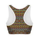 Colorful African Inspired Pattern Print Women's Sports Bra