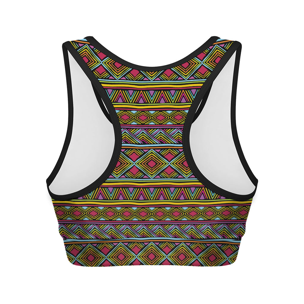 Colorful African Inspired Pattern Print Women's Sports Bra