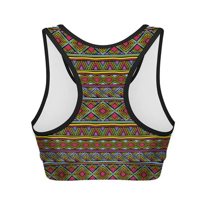 Colorful African Inspired Pattern Print Women's Sports Bra