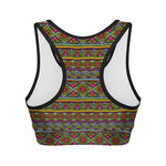 Colorful African Inspired Pattern Print Women's Sports Bra