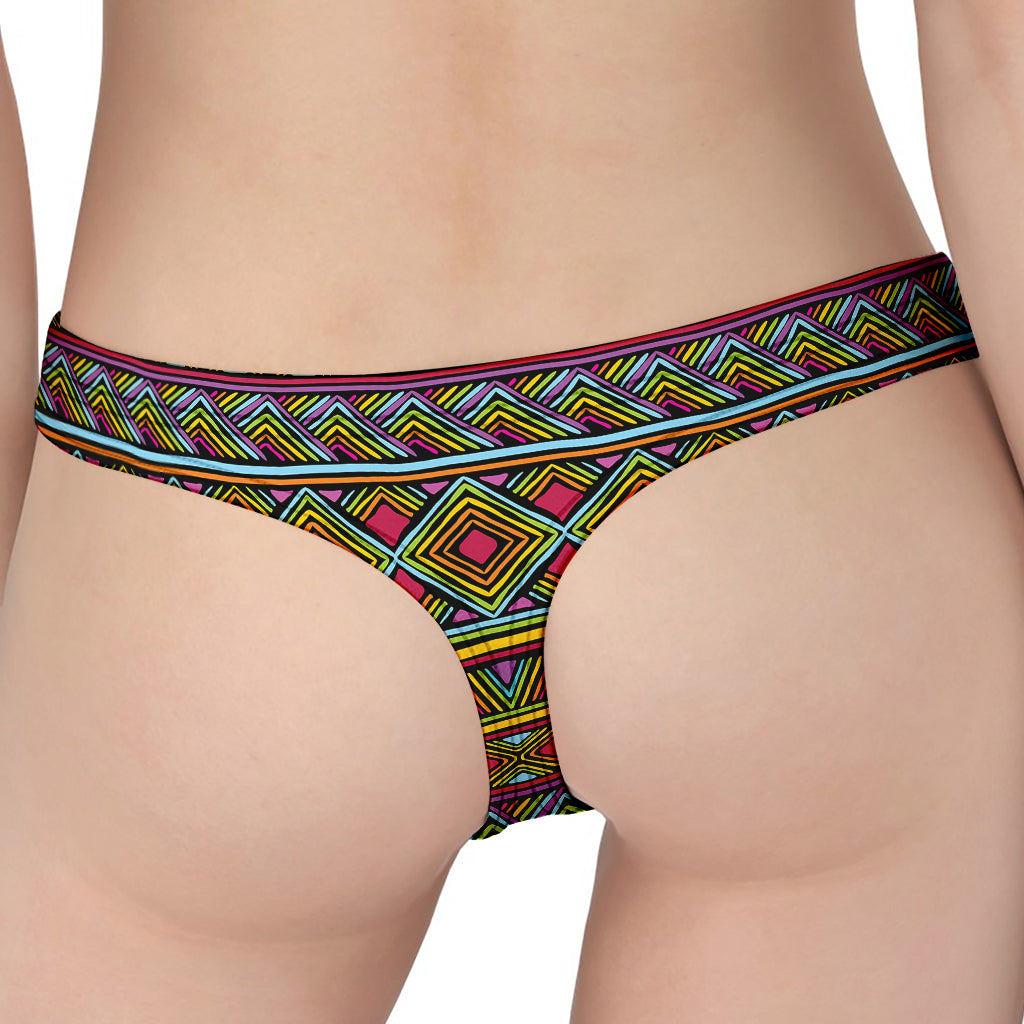 Colorful African Inspired Pattern Print Women's Thong