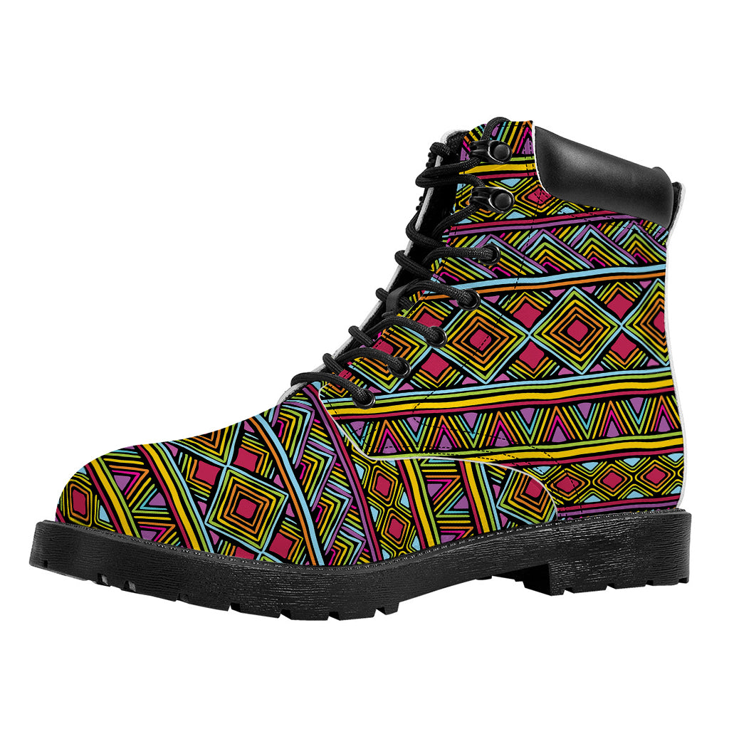 Colorful African Inspired Pattern Print Work Boots