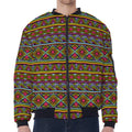 Colorful African Inspired Pattern Print Zip Sleeve Bomber Jacket