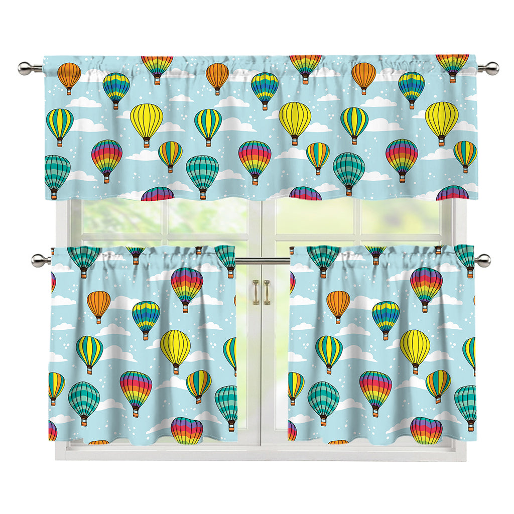 Colorful Air Balloon Pattern Print 3 Piece Kitchen Curtains