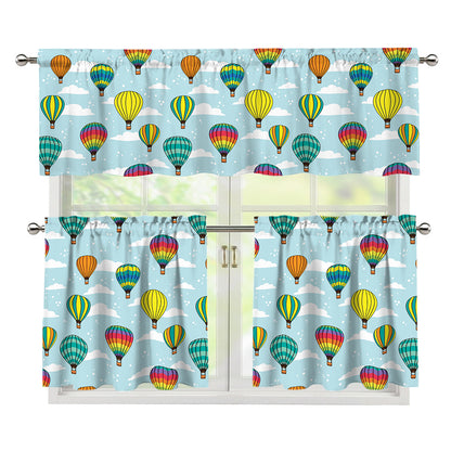 Colorful Air Balloon Pattern Print 3 Piece Kitchen Curtains