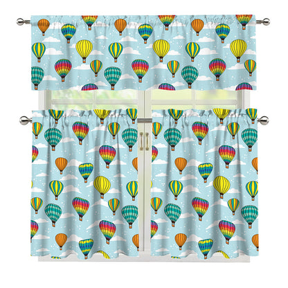 Colorful Air Balloon Pattern Print 3 Piece Kitchen Curtains