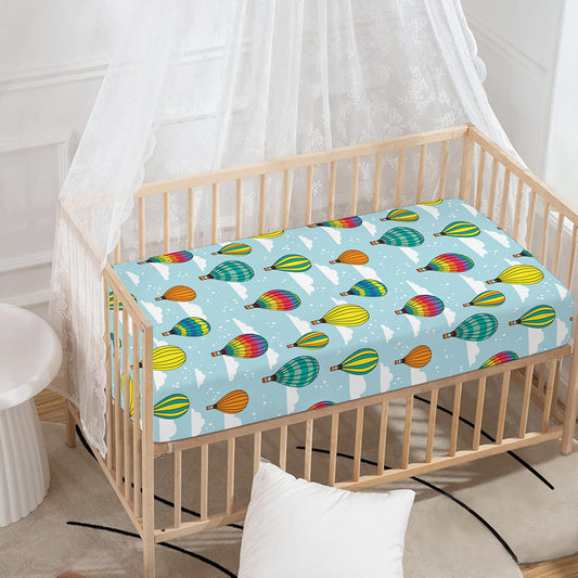Colorful Air Balloon Pattern Print Baby Crib Sheet
