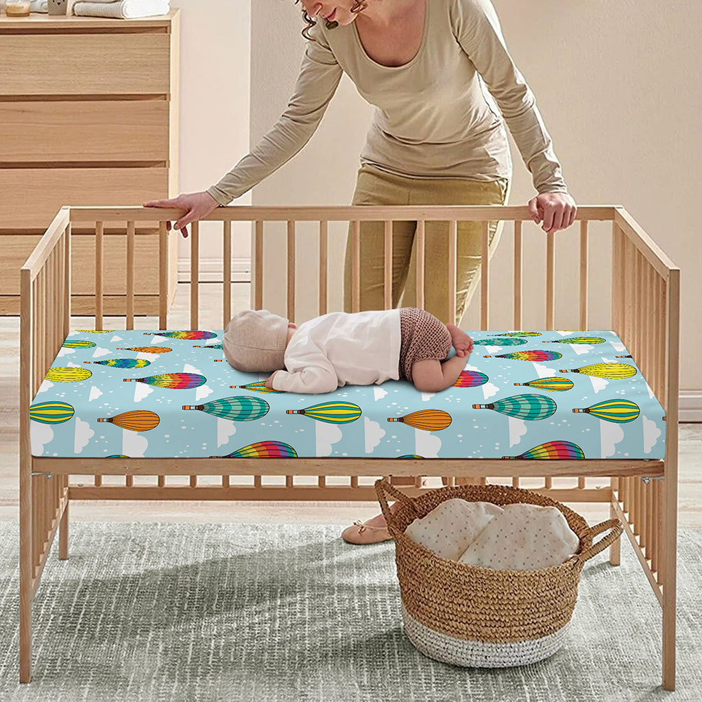 Colorful Air Balloon Pattern Print Baby Crib Sheet