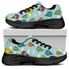 Colorful Air Balloon Pattern Print Black Chunky Shoes