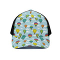 Colorful Air Balloon Pattern Print Black Mesh Trucker Hat