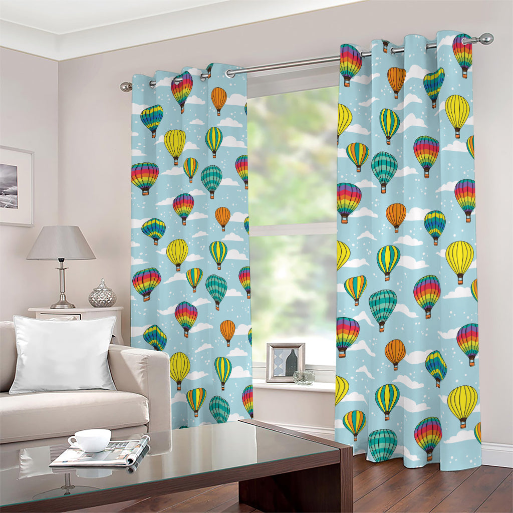 Colorful Air Balloon Pattern Print Blackout Grommet Curtains
