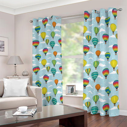 Colorful Air Balloon Pattern Print Blackout Grommet Curtains