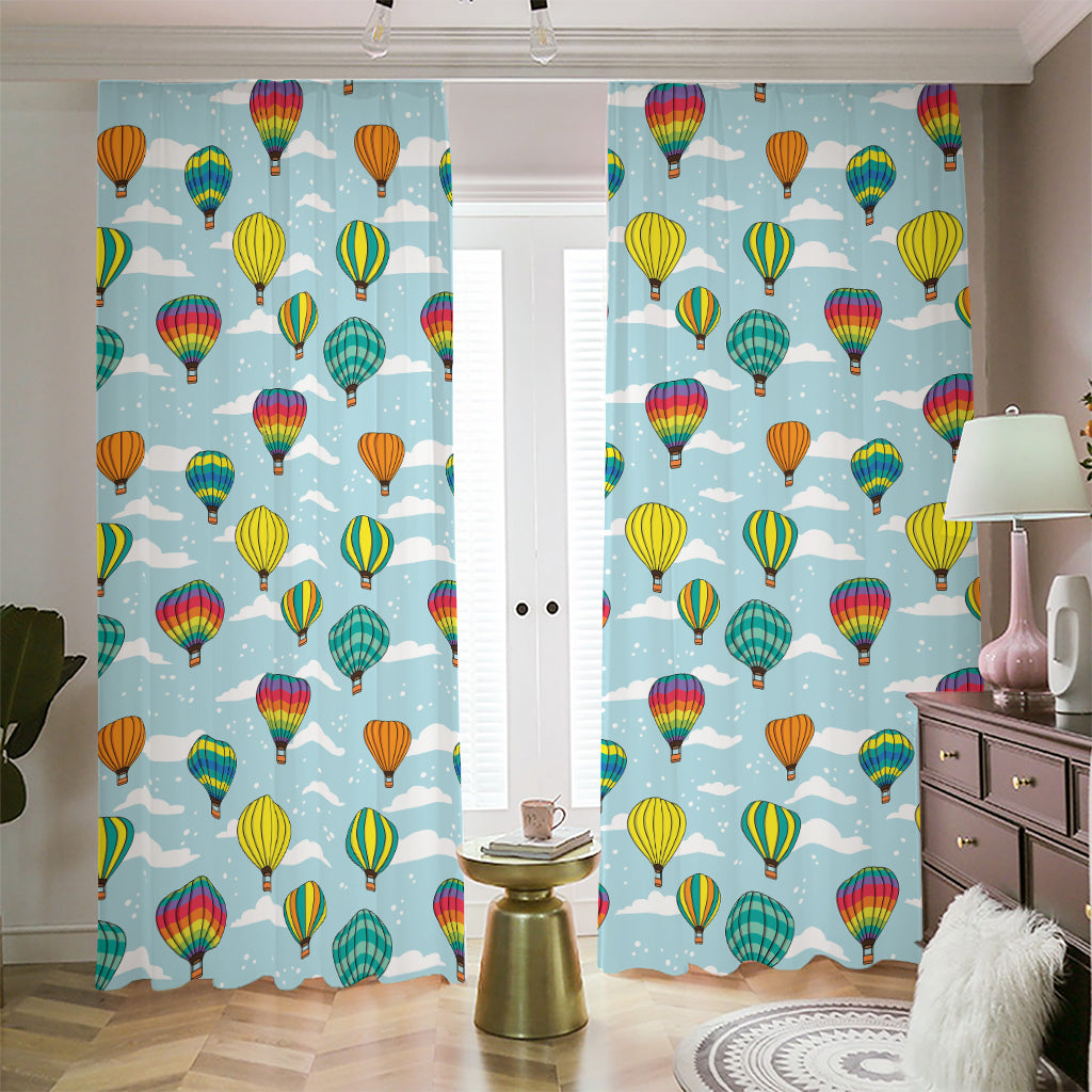 Colorful Air Balloon Pattern Print Blackout Pencil Pleat Curtains