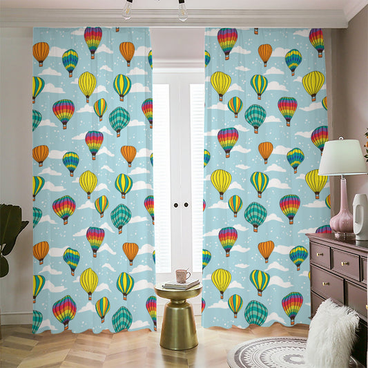 Colorful Air Balloon Pattern Print Blackout Pencil Pleat Curtains