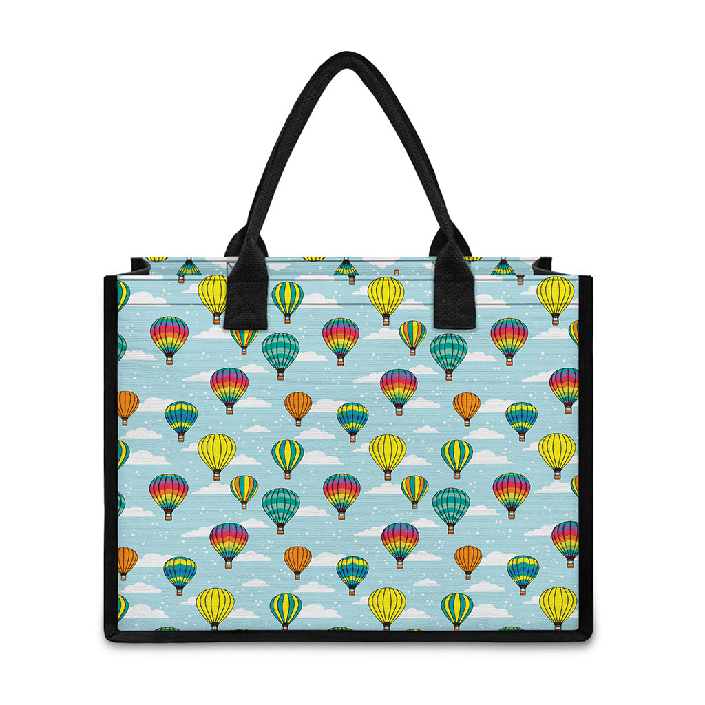 Colorful Air Balloon Pattern Print Canvas Tote Bag
