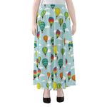 Colorful Air Balloon Pattern Print Chiffon Maxi Skirt
