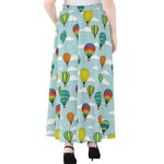 Colorful Air Balloon Pattern Print Chiffon Maxi Skirt