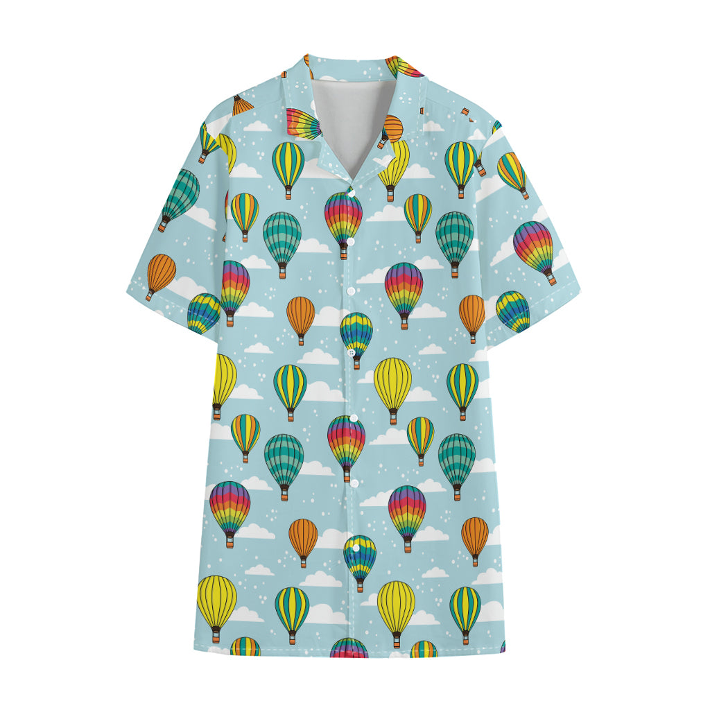 Colorful Air Balloon Pattern Print Cotton Hawaiian Shirt