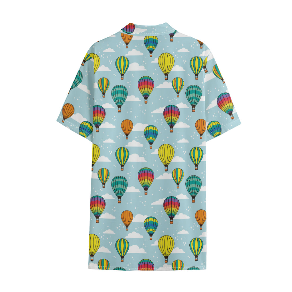 Colorful Air Balloon Pattern Print Cotton Hawaiian Shirt