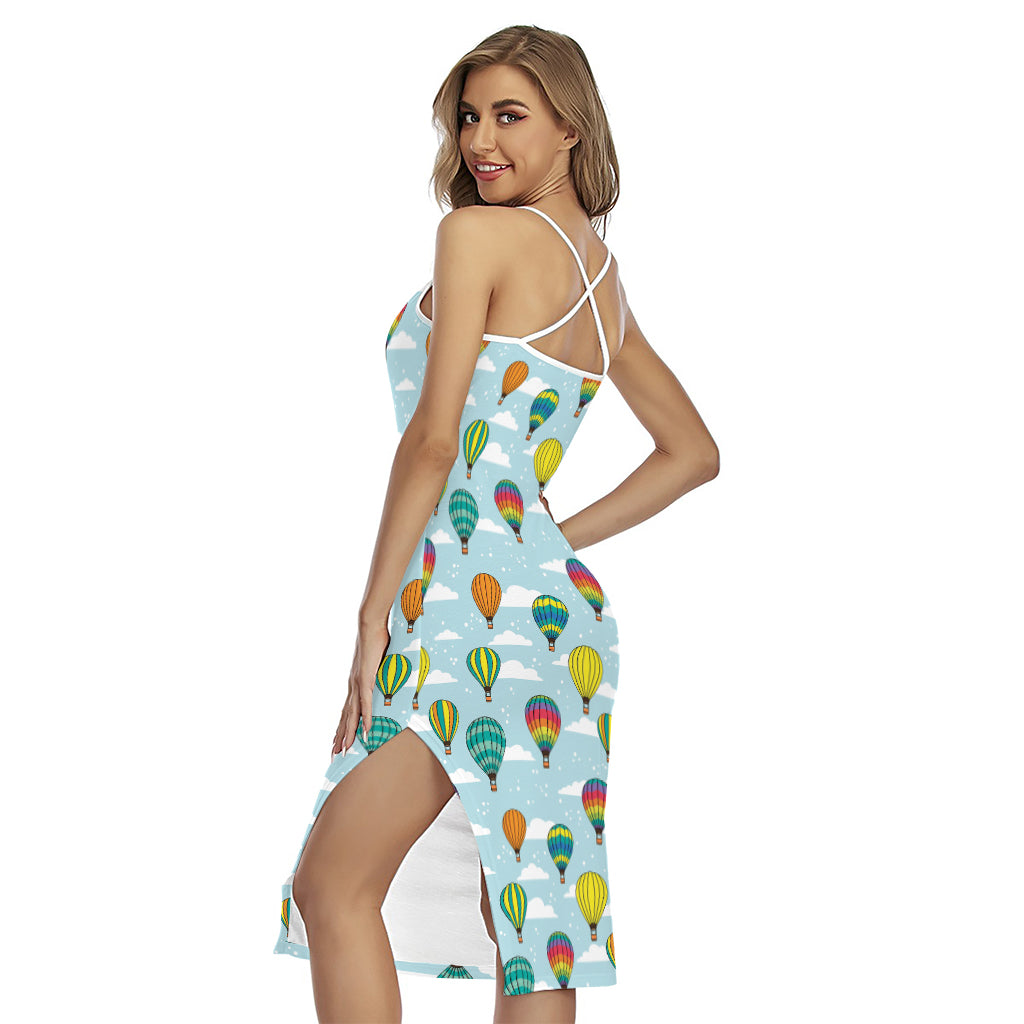 Colorful Air Balloon Pattern Print Cross Back Cami Dress