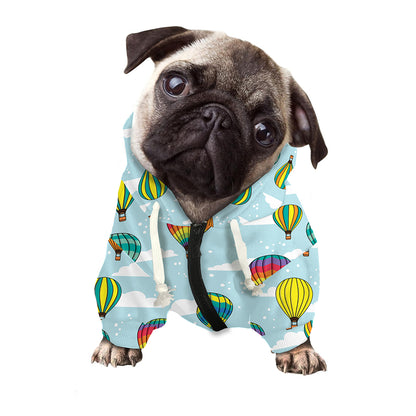 Colorful Air Balloon Pattern Print Dog Zip Up Hoodie