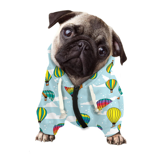 Colorful Air Balloon Pattern Print Dog Zip Up Hoodie