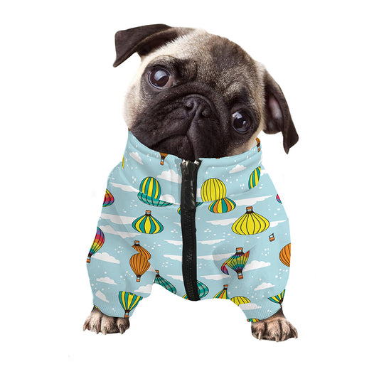 Colorful Air Balloon Pattern Print Dog Zip Up Jacket