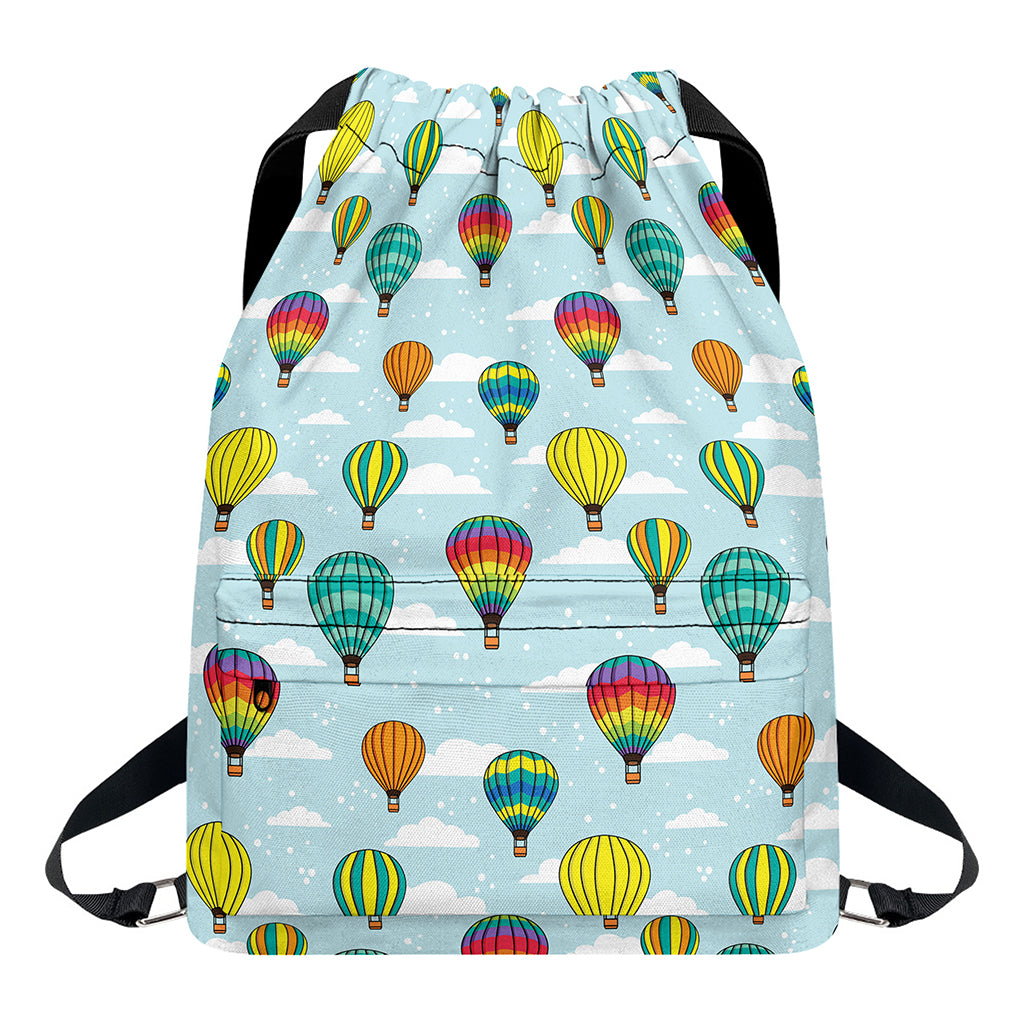 Colorful Air Balloon Pattern Print Drawstring Backpack