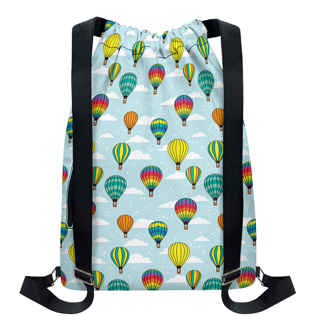 Colorful Air Balloon Pattern Print Drawstring Backpack