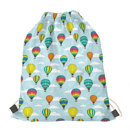 Colorful Air Balloon Pattern Print Drawstring Bag