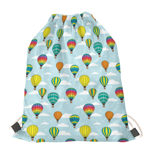 Colorful Air Balloon Pattern Print Drawstring Bag