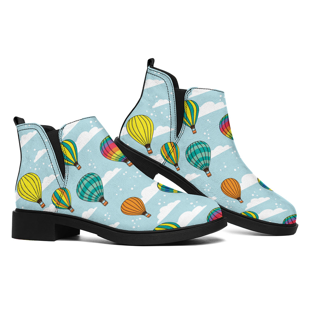 Colorful Air Balloon Pattern Print Flat Ankle Boots