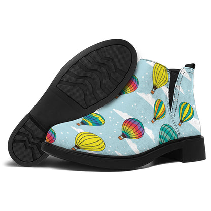 Colorful Air Balloon Pattern Print Flat Ankle Boots