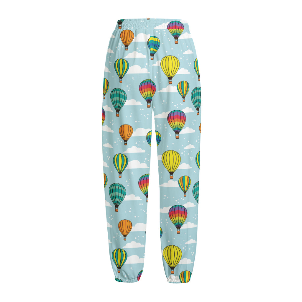 Colorful Air Balloon Pattern Print Fleece Lined Knit Pants