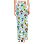 Colorful Air Balloon Pattern Print High Slit Maxi Skirt