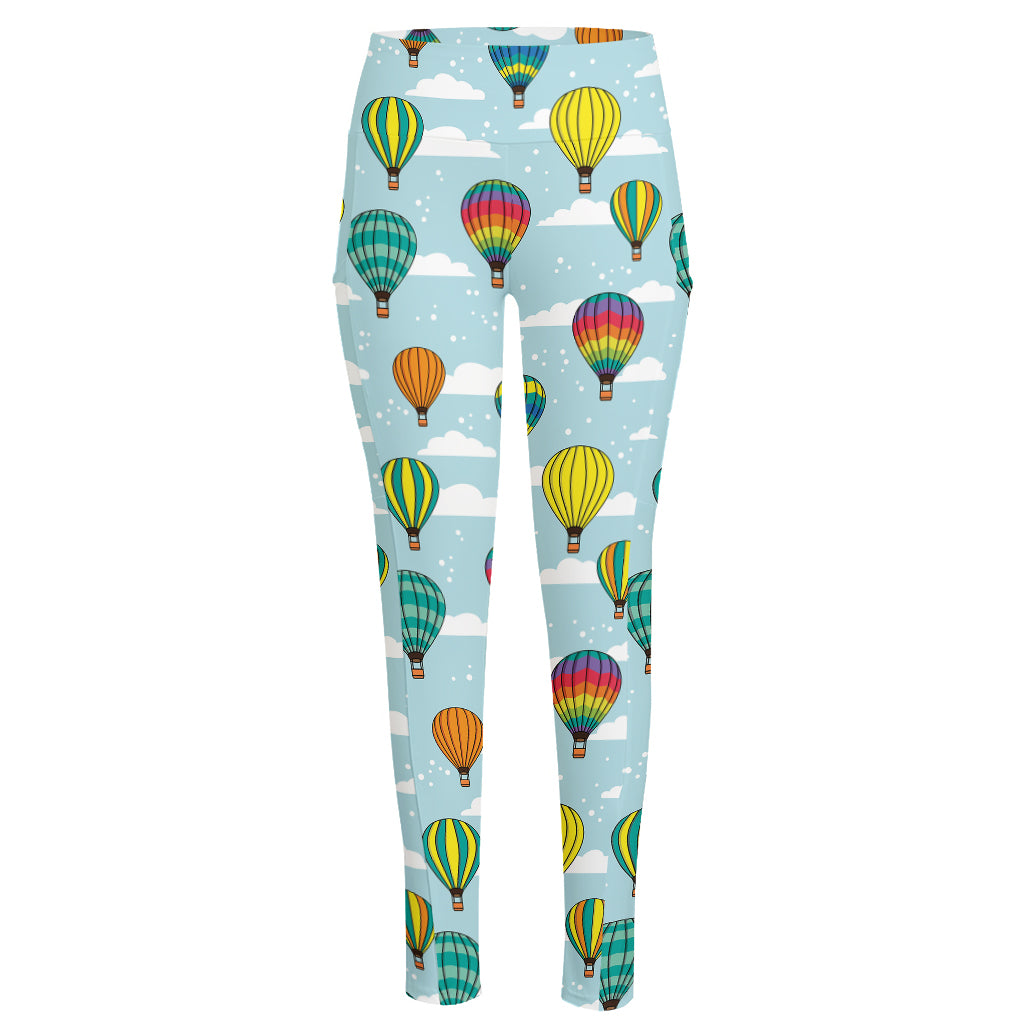 Colorful Air Balloon Pattern Print High-Waisted Pocket Leggings