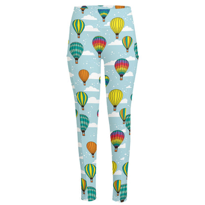 Colorful Air Balloon Pattern Print High-Waisted Pocket Leggings
