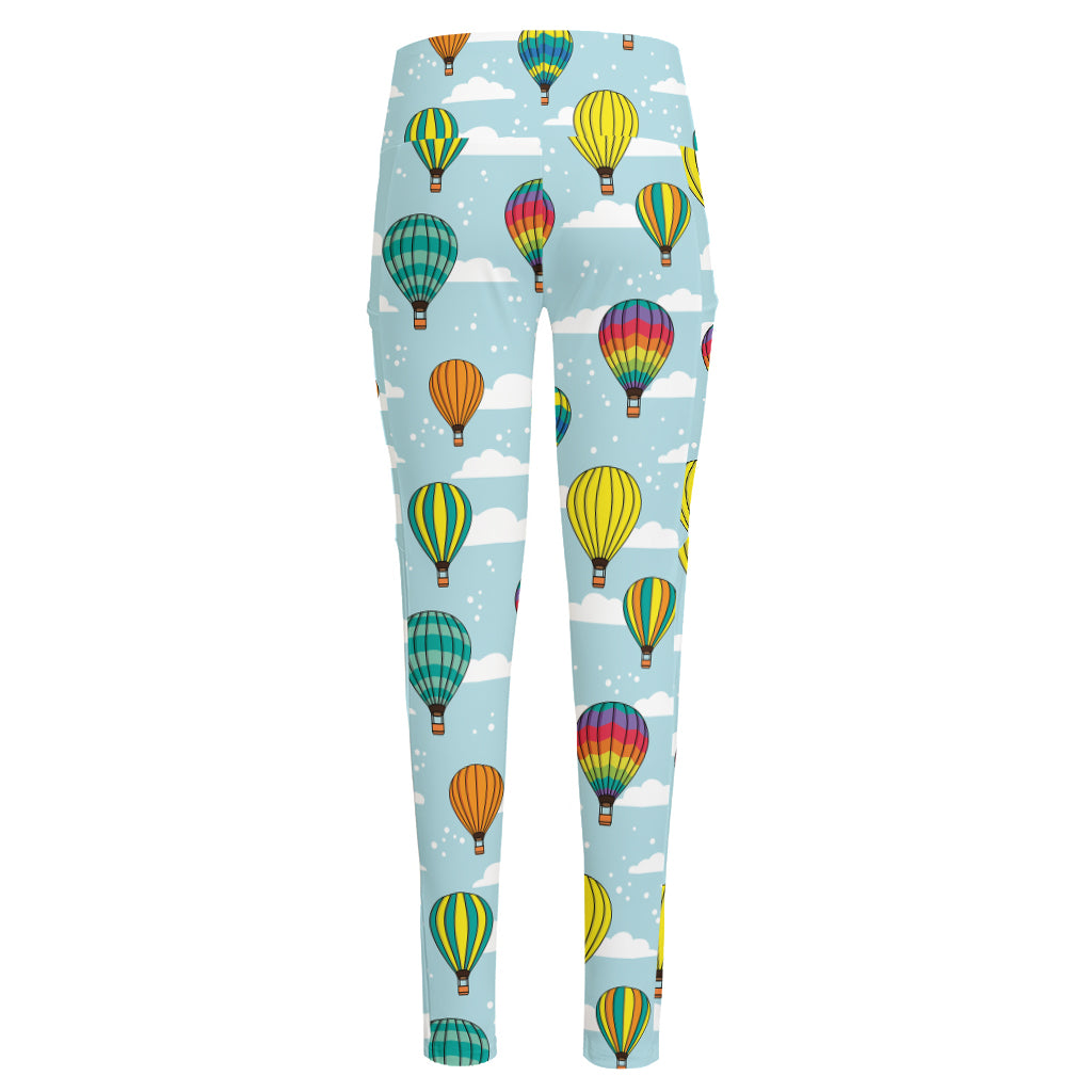 Colorful Air Balloon Pattern Print High-Waisted Pocket Leggings