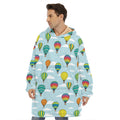 Colorful Air Balloon Pattern Print Hoodie Blanket