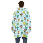 Colorful Air Balloon Pattern Print Hoodie Blanket