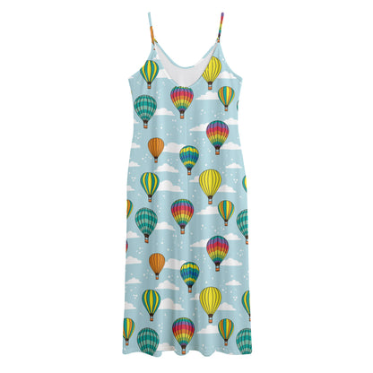 Colorful Air Balloon Pattern Print Jersey Midi Cami Dress
