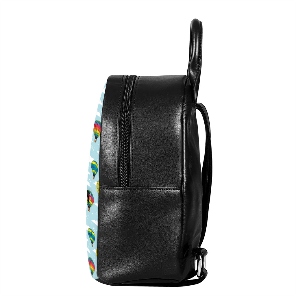 Colorful Air Balloon Pattern Print Leather Backpack