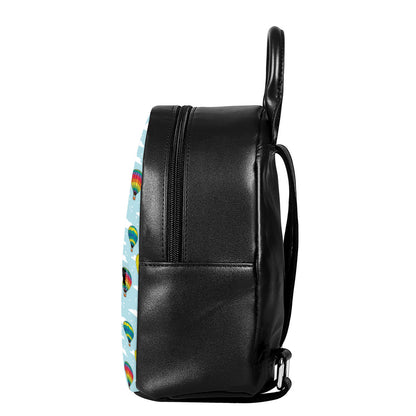 Colorful Air Balloon Pattern Print Leather Backpack