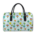 Colorful Air Balloon Pattern Print Leather Duffel Bag