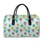 Colorful Air Balloon Pattern Print Leather Duffle Bag