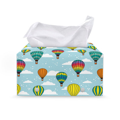 Colorful Air Balloon Pattern Print Leather Tissue Box Cover